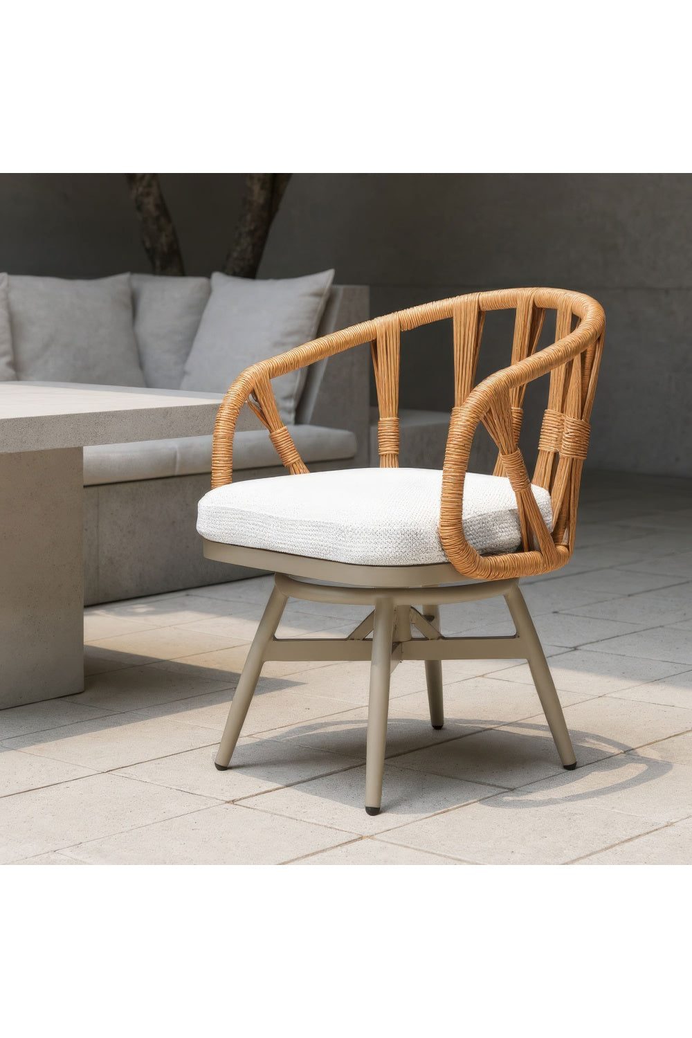 Rattan Weave Swivel Outdoor Dining Chair | Oroa.com