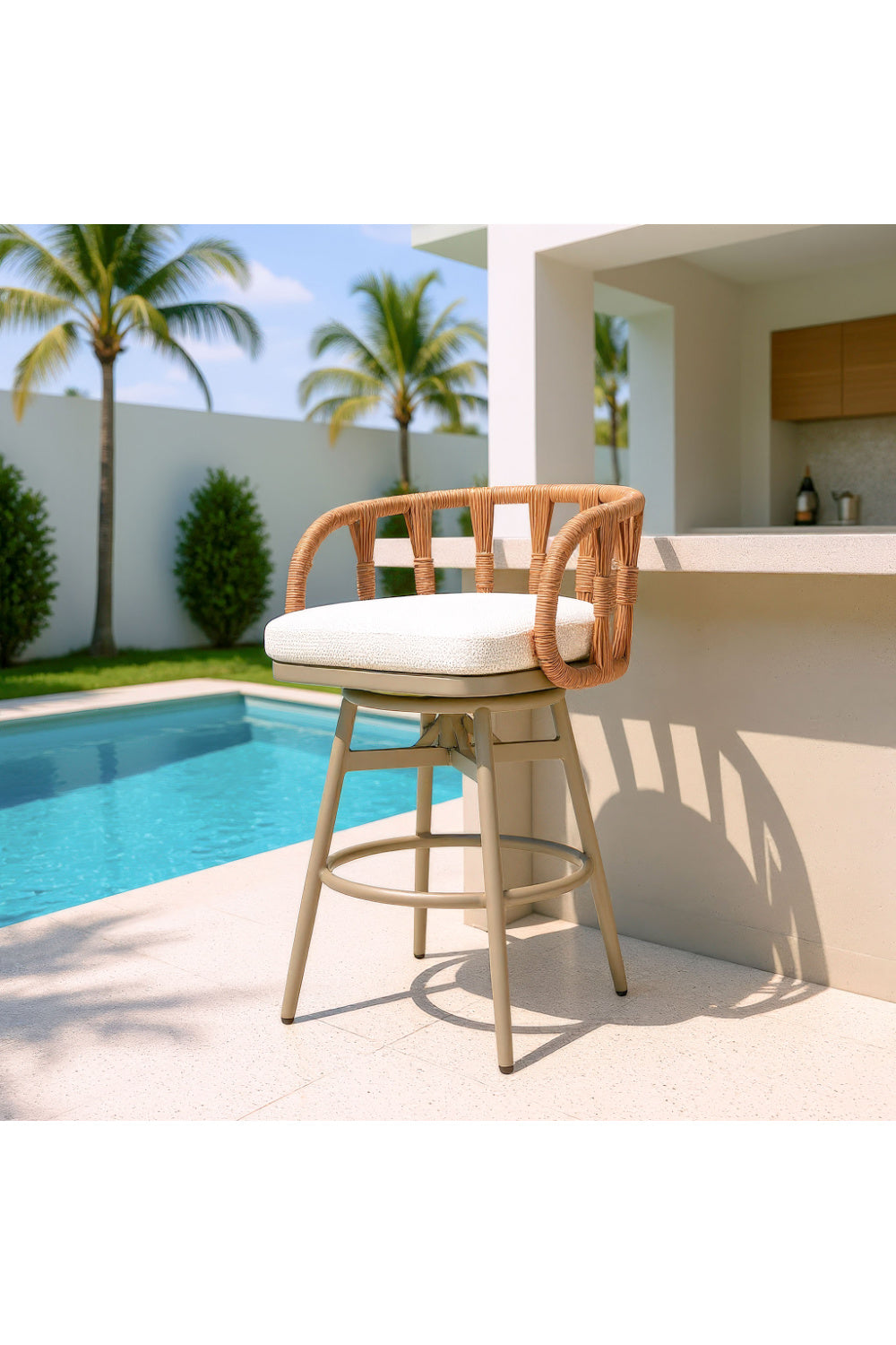 Rattan Weave Swivel Bar Stool | Oroa.com