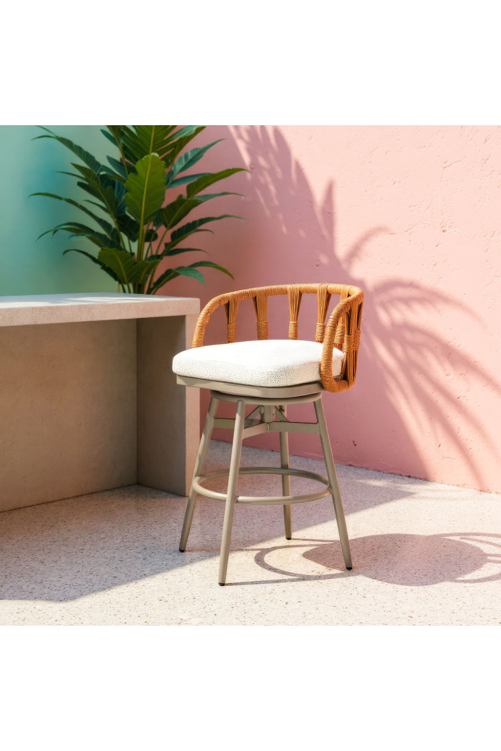 Rattan Weave Swivel Bar Stool | Oroa.com