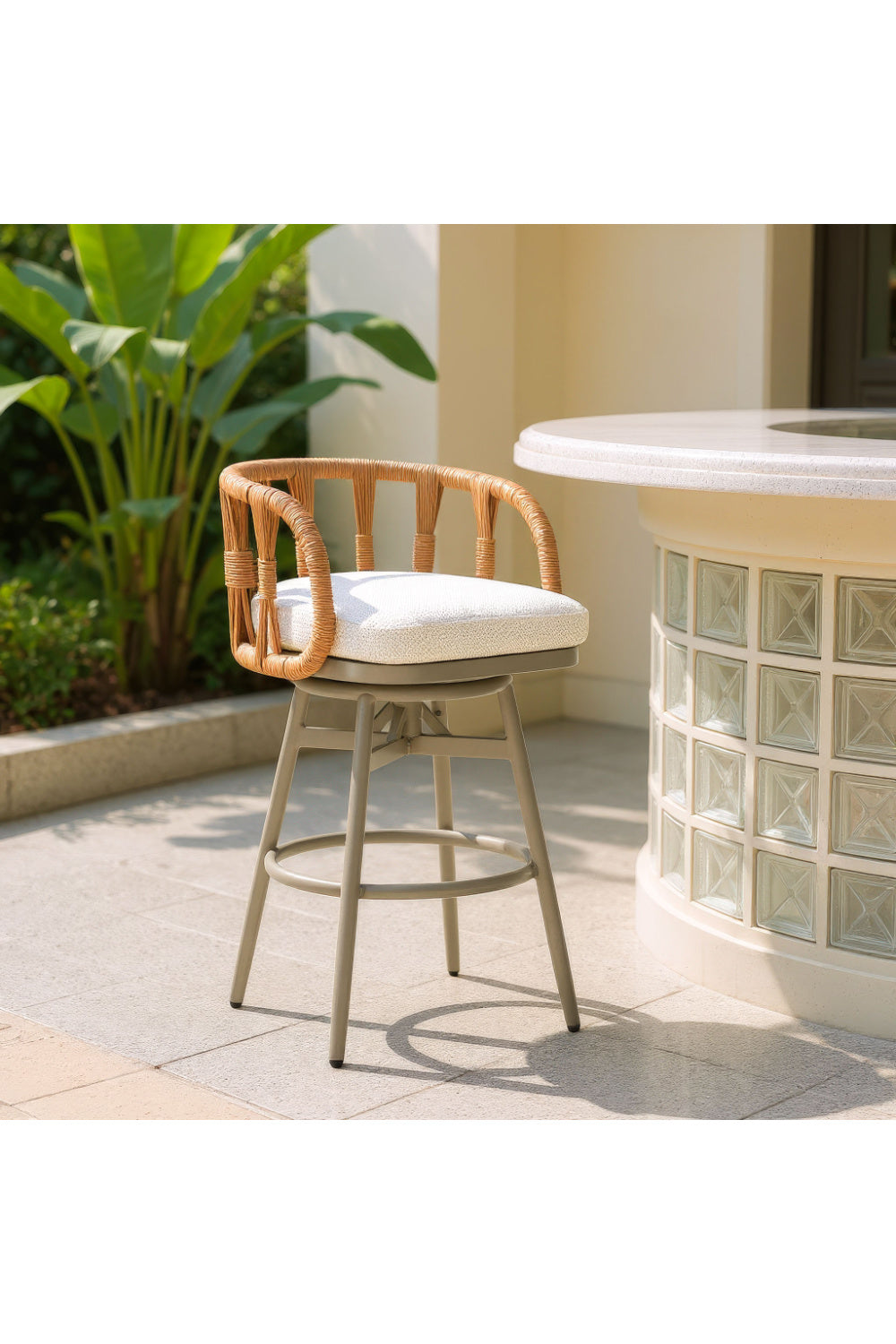 Rattan Weave Swivel Bar Stool | Oroa.com