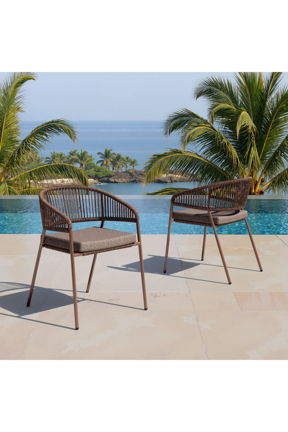 Brown Rattan Outdoor Dining Chairs (2) | Oroa.com