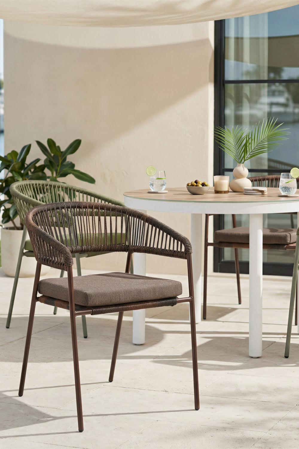 Brown Rattan Outdoor Dining Chairs (2) | Oroa.com