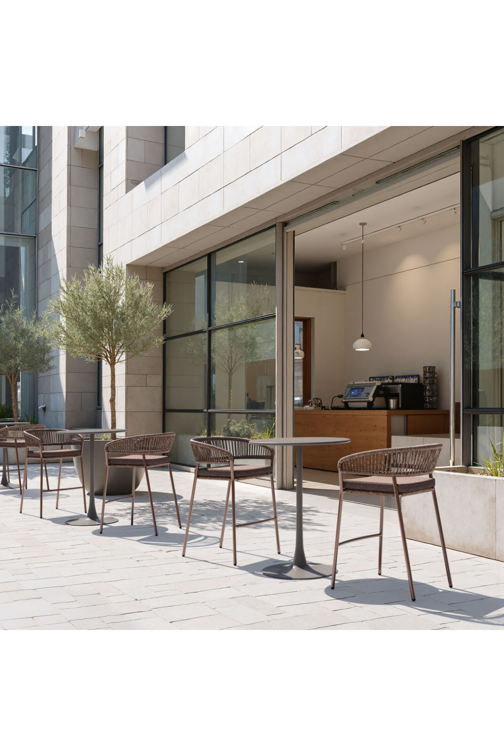 Brown Rattan Outdoor Bar Stools (2) | Oroa.com