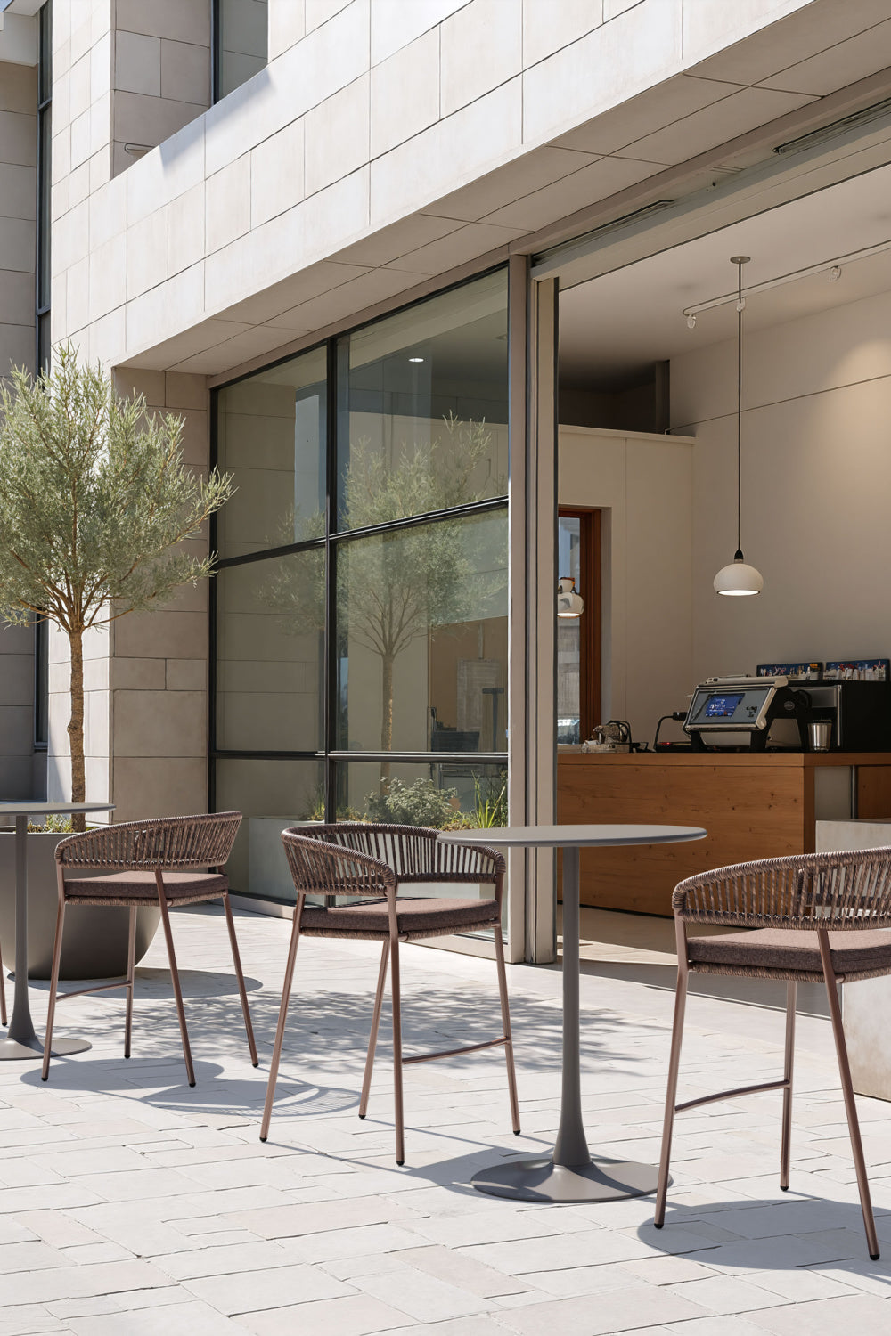 Brown Rattan Outdoor Bar Stools (2) | Oroa.com