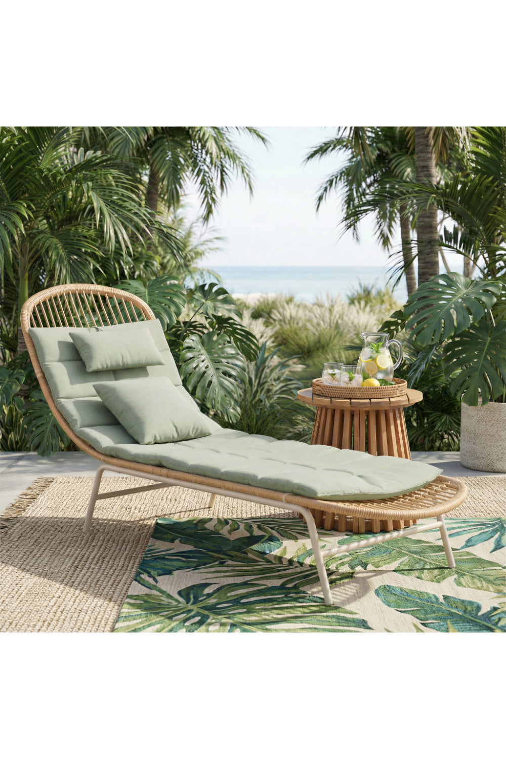 Padded Rattan Weave Outdoor Chaise | Oroa.com