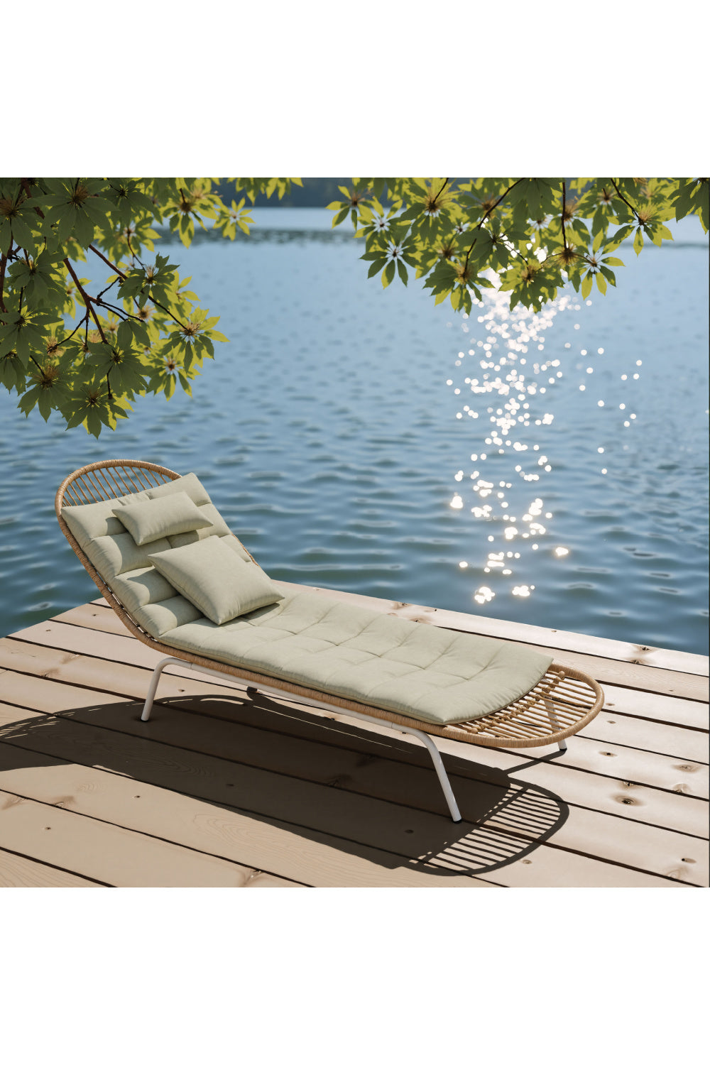 Padded Rattan Weave Outdoor Chaise | Oroa.com