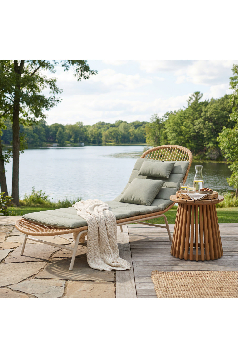 Padded Rattan Weave Outdoor Chaise | Oroa.com