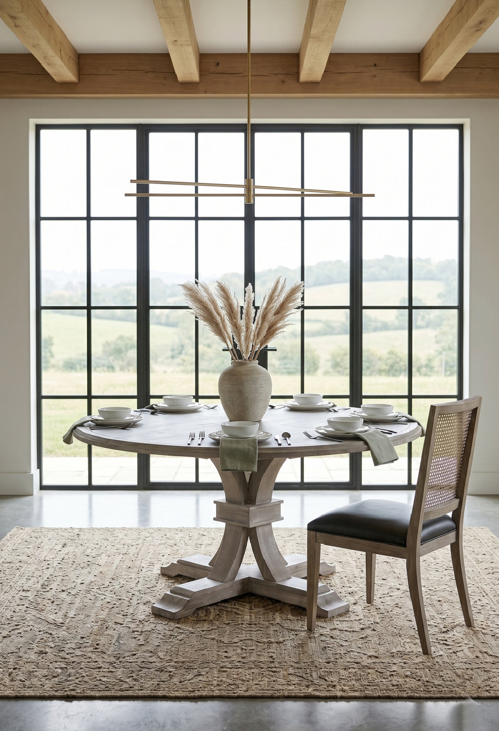 Gray Acacia Round Extendable Dining Table | Oroa.com