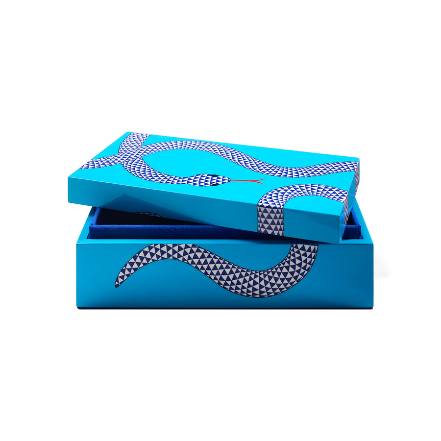Velvet Lined Blue Lacquer Box S | Oroa.com