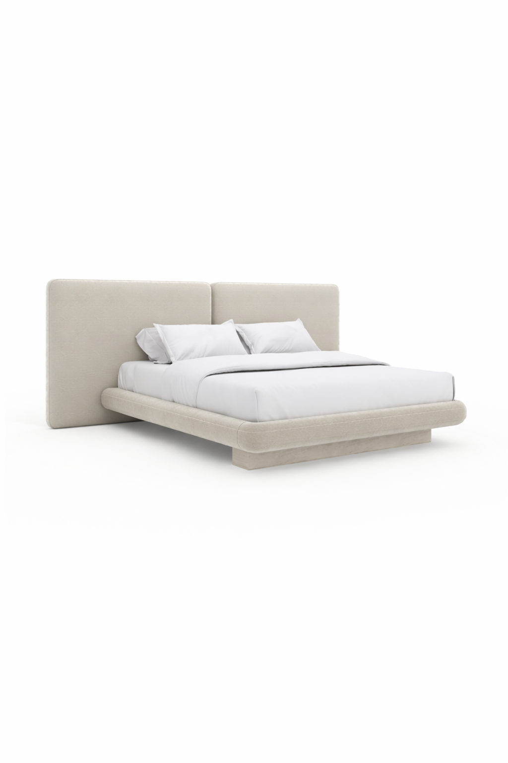 Ivory Velvet 2-Panel King Bed | Oroa.com