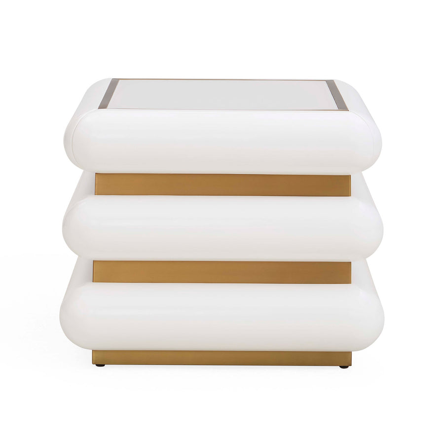 Ivory Lacquer 1-Drawer End Table | Oroa.com
