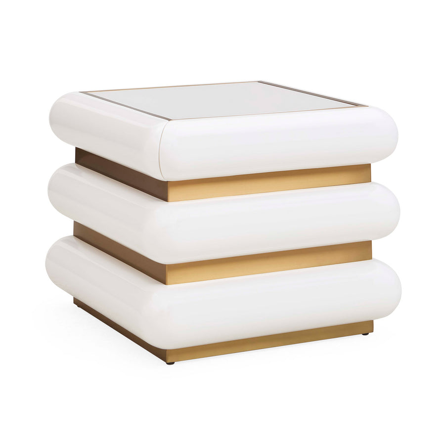 Ivory Lacquer 1-Drawer End Table | Oroa.com