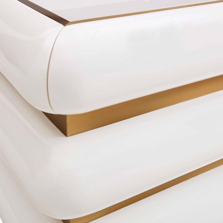 Ivory Lacquer 1-Drawer End Table | Oroa.com