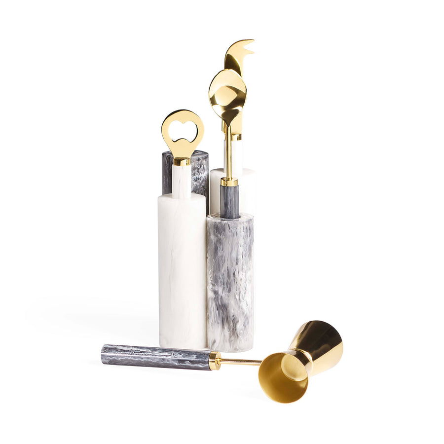 Marbleized Black & White Barware Set | Oroa.com