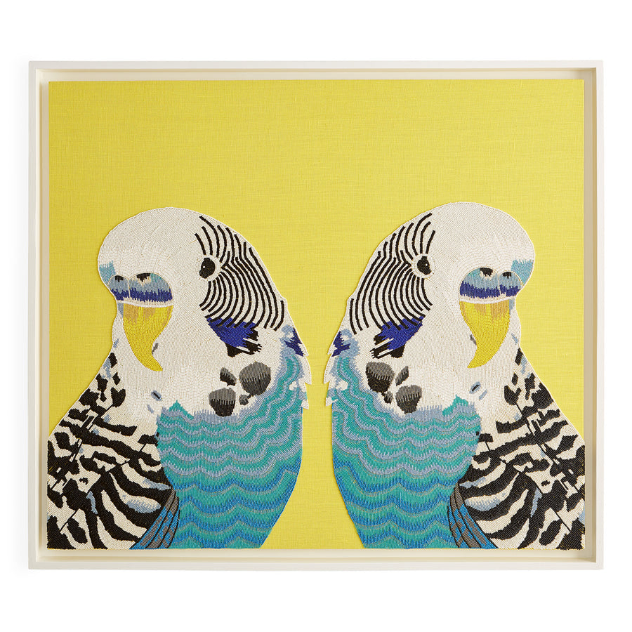 Yellow Linen Bird Beaded Art | Oroa.com