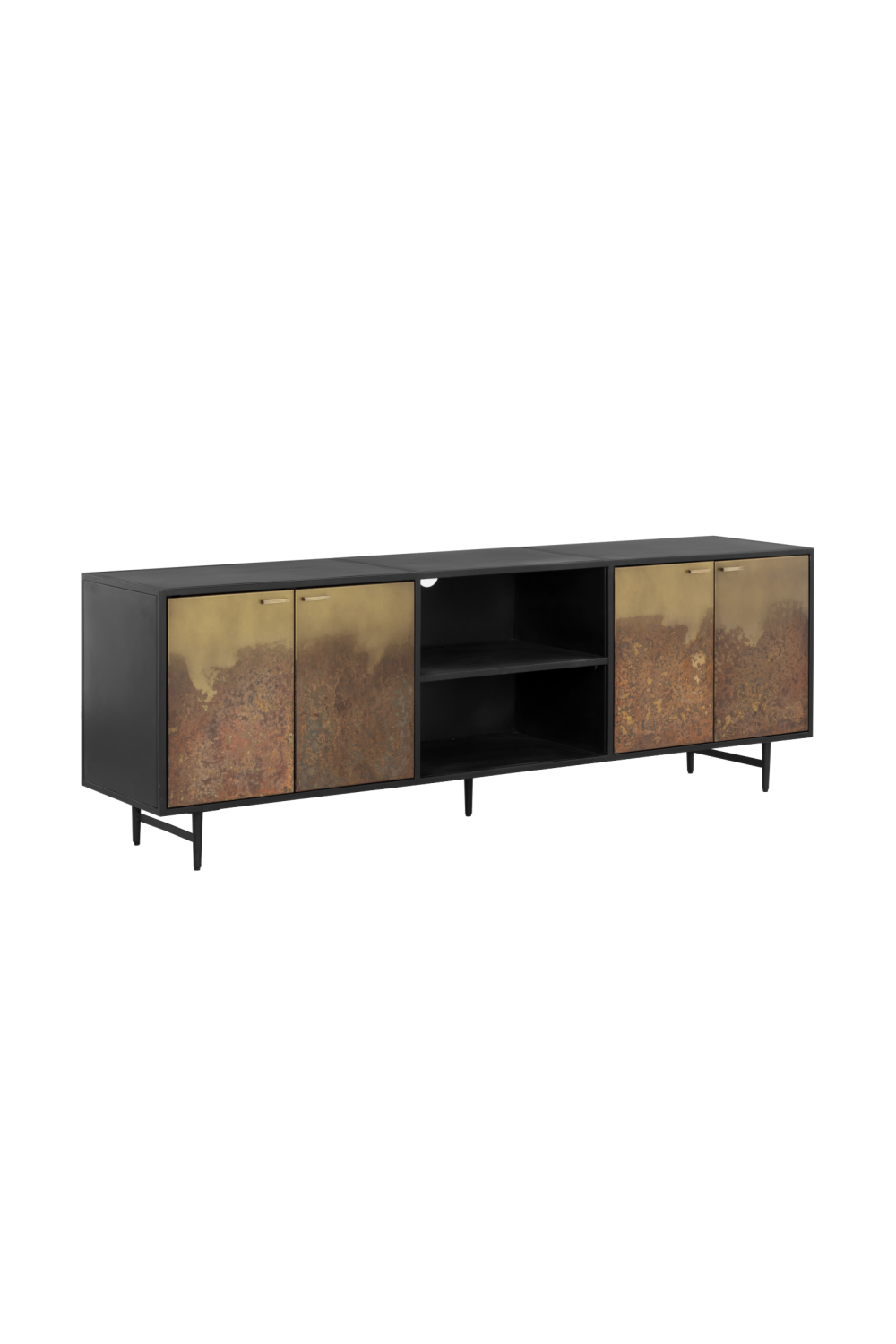 Modern European furniture - Antique Brass Patina 4-Door Cabinet - www.oroa.com | Oroa.com