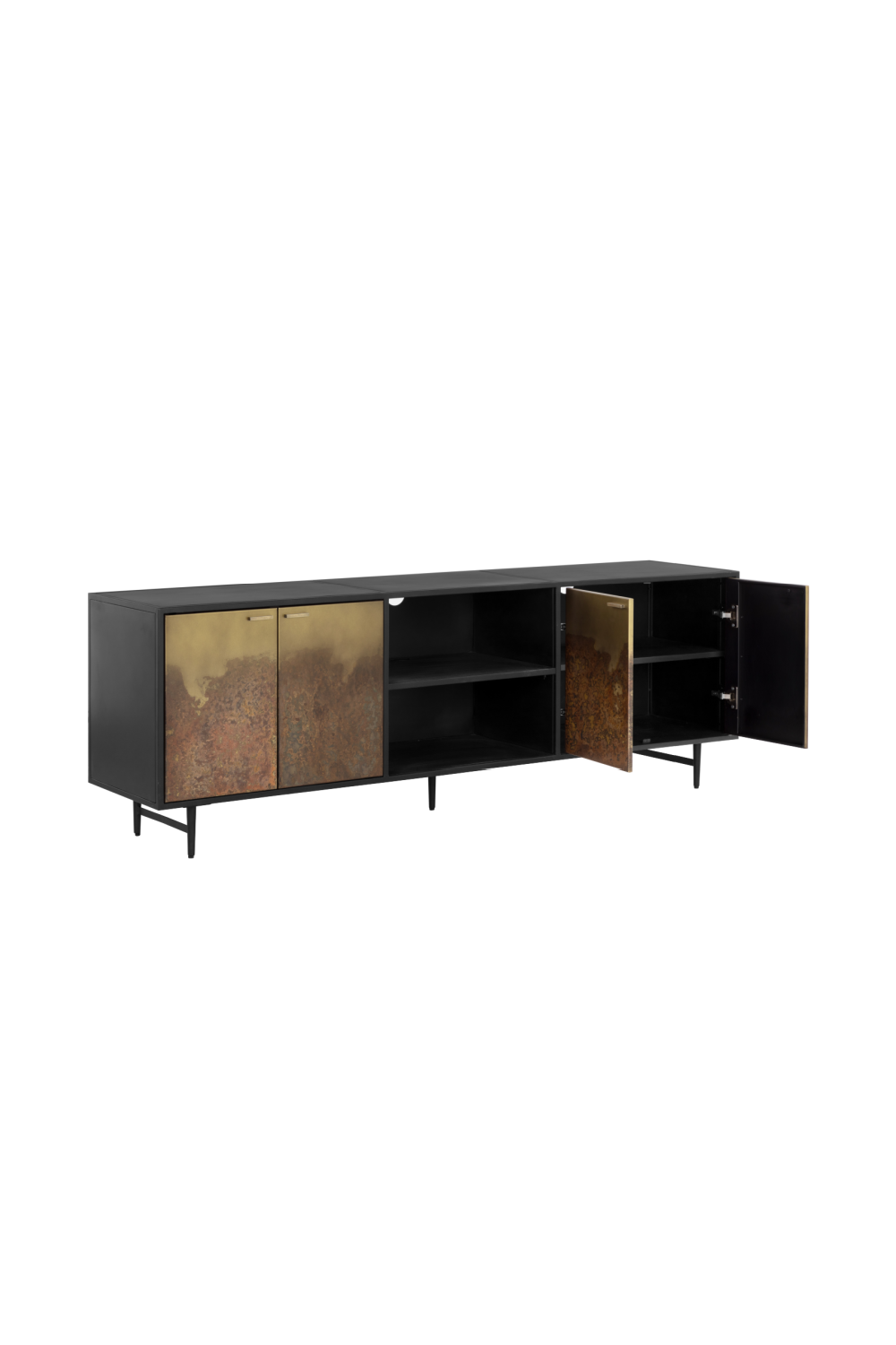 Modern European furniture - Antique Brass Patina 4-Door Cabinet - www.oroa.com | Oroa.com