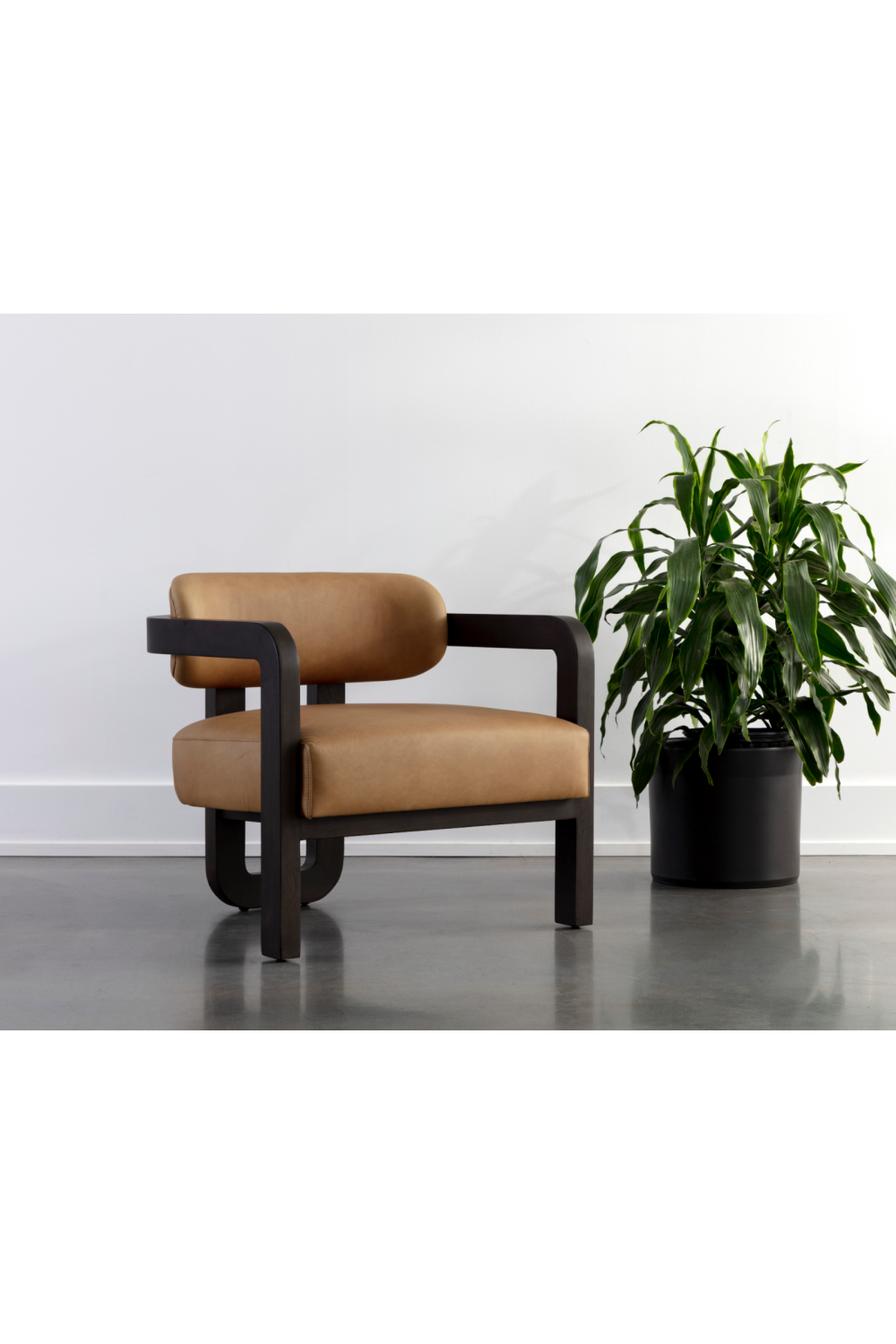 Modern European furniture - Brown Leather 3-Legged Lounge Chair - www.oroa.com | Oroa.com