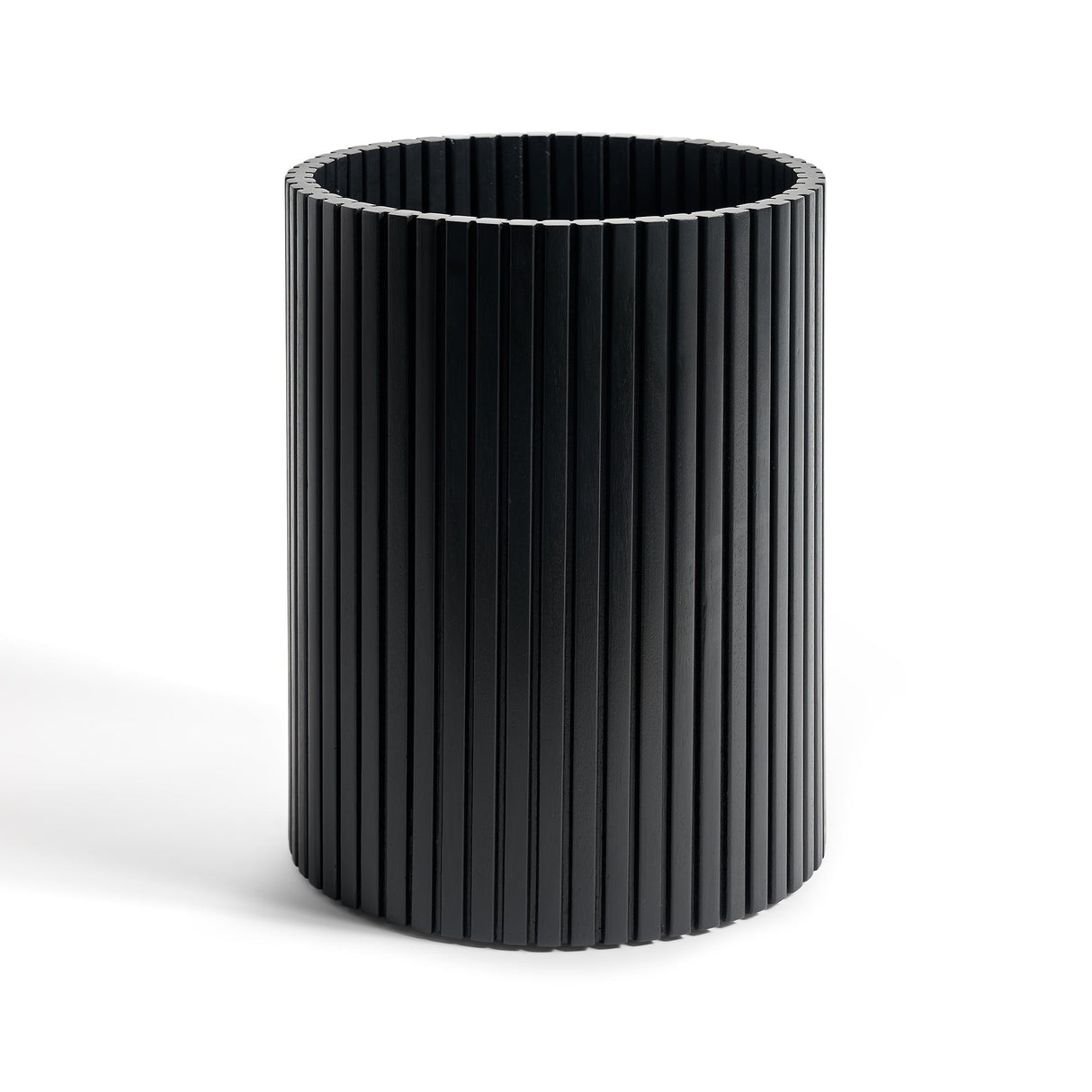 Cylindrical Black Mahogany Paper Basket | Oroa.com