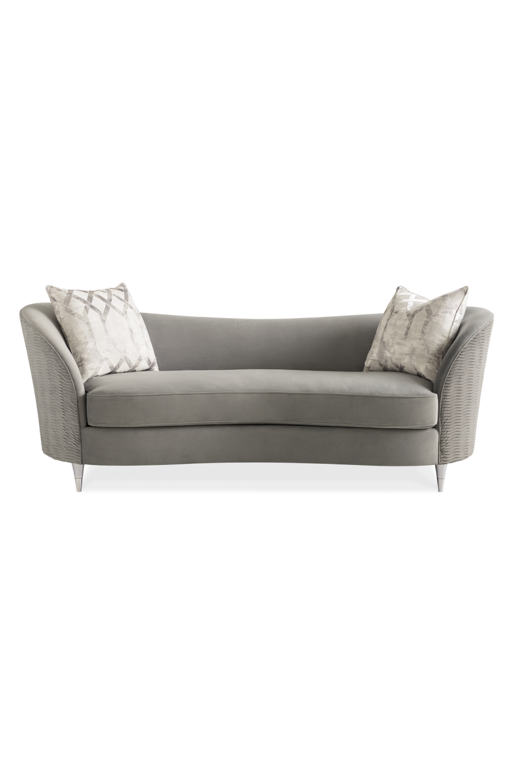Gray Velvet Curved Sofa | Oroa.com