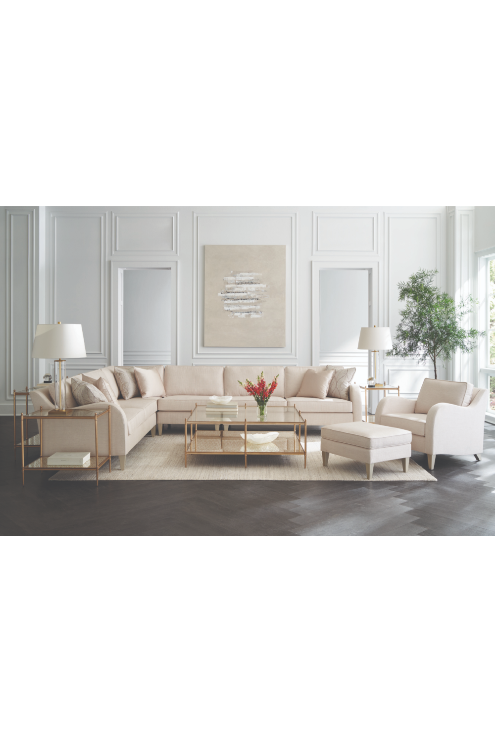 Cream Cushioned Ottoman | Oroa.com