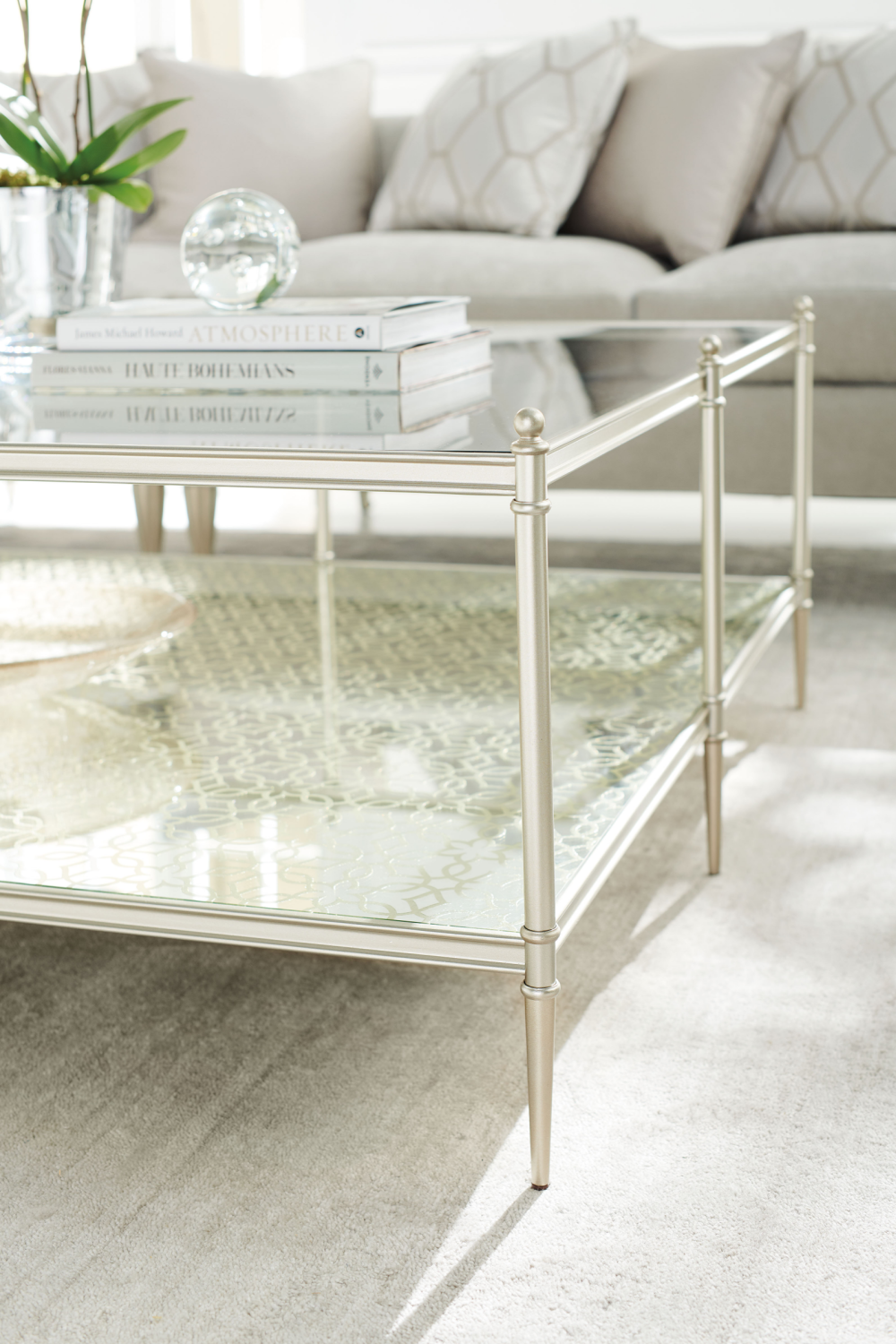 Metal Framed Glass Cocktail Table | Oroa.com