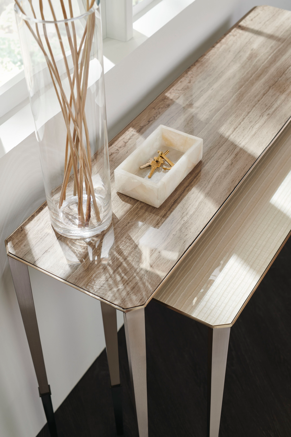 Silver Travertine Console Table | Oroa.com