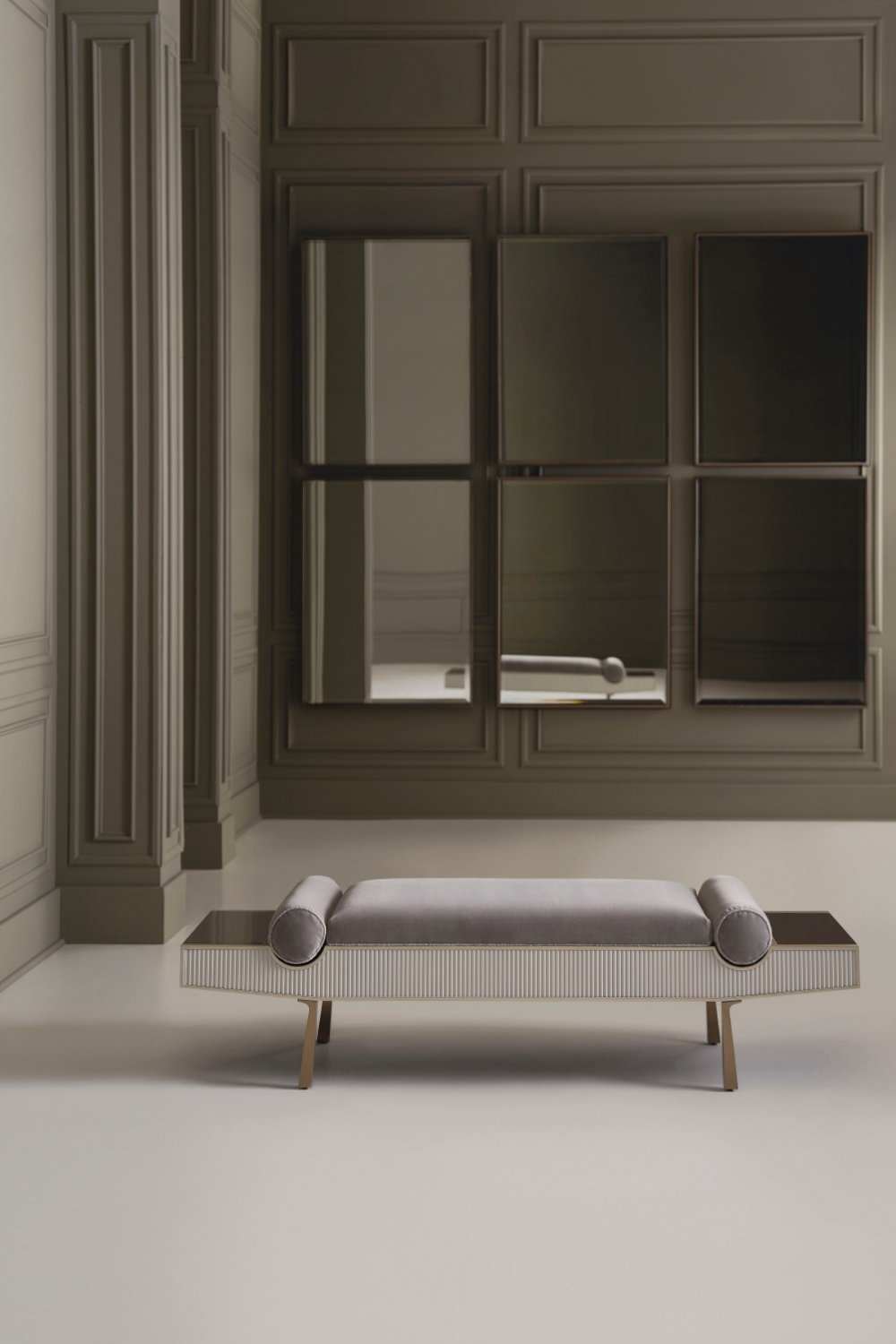Gray Mohair Modern Bench | Oroa.com