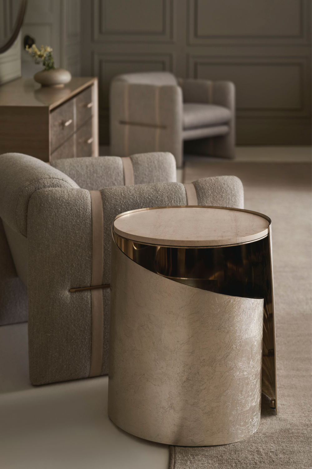 Spiral Silver Leaf Side Table | Oroa.com