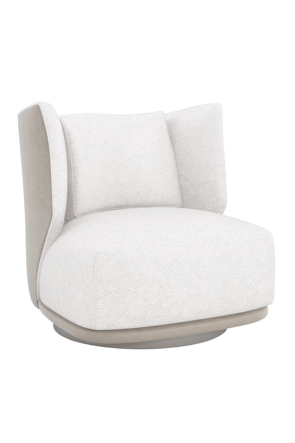 White Bouclé Swivel Chair | Oroa.com