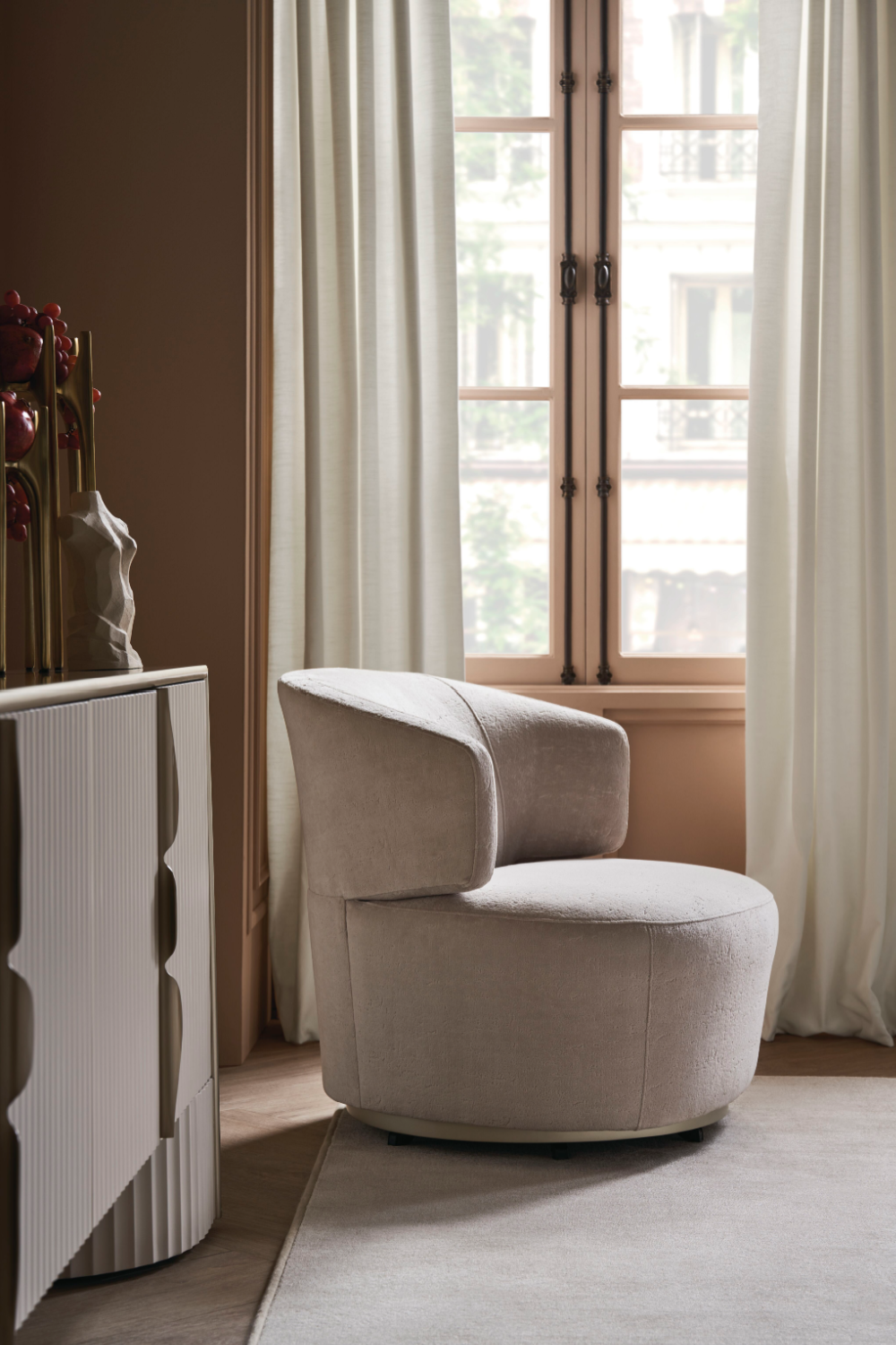 Cream Velvet Swivel Chair | Oroa.com