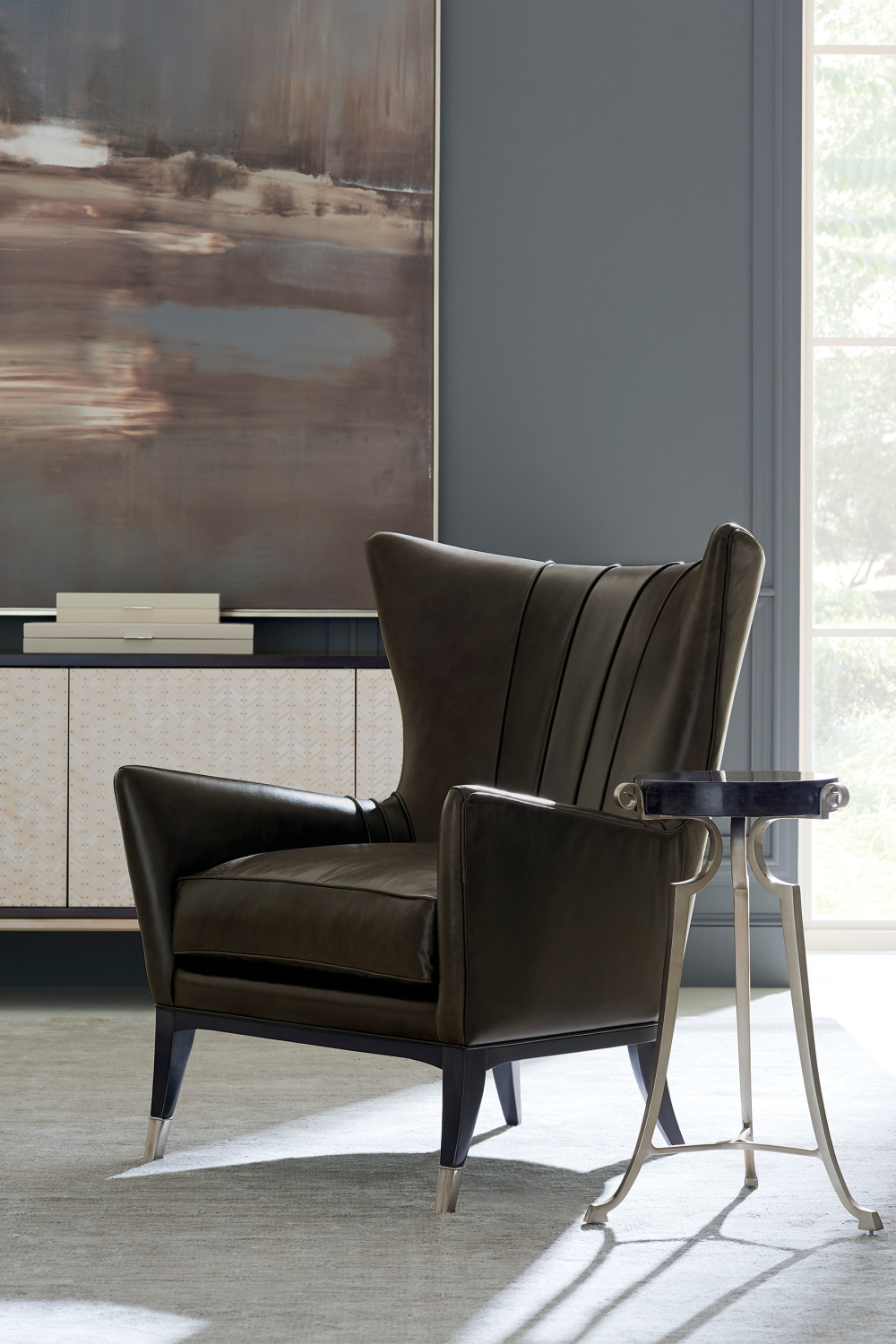 Brown Leather Wingback Chair | Oroa.com
