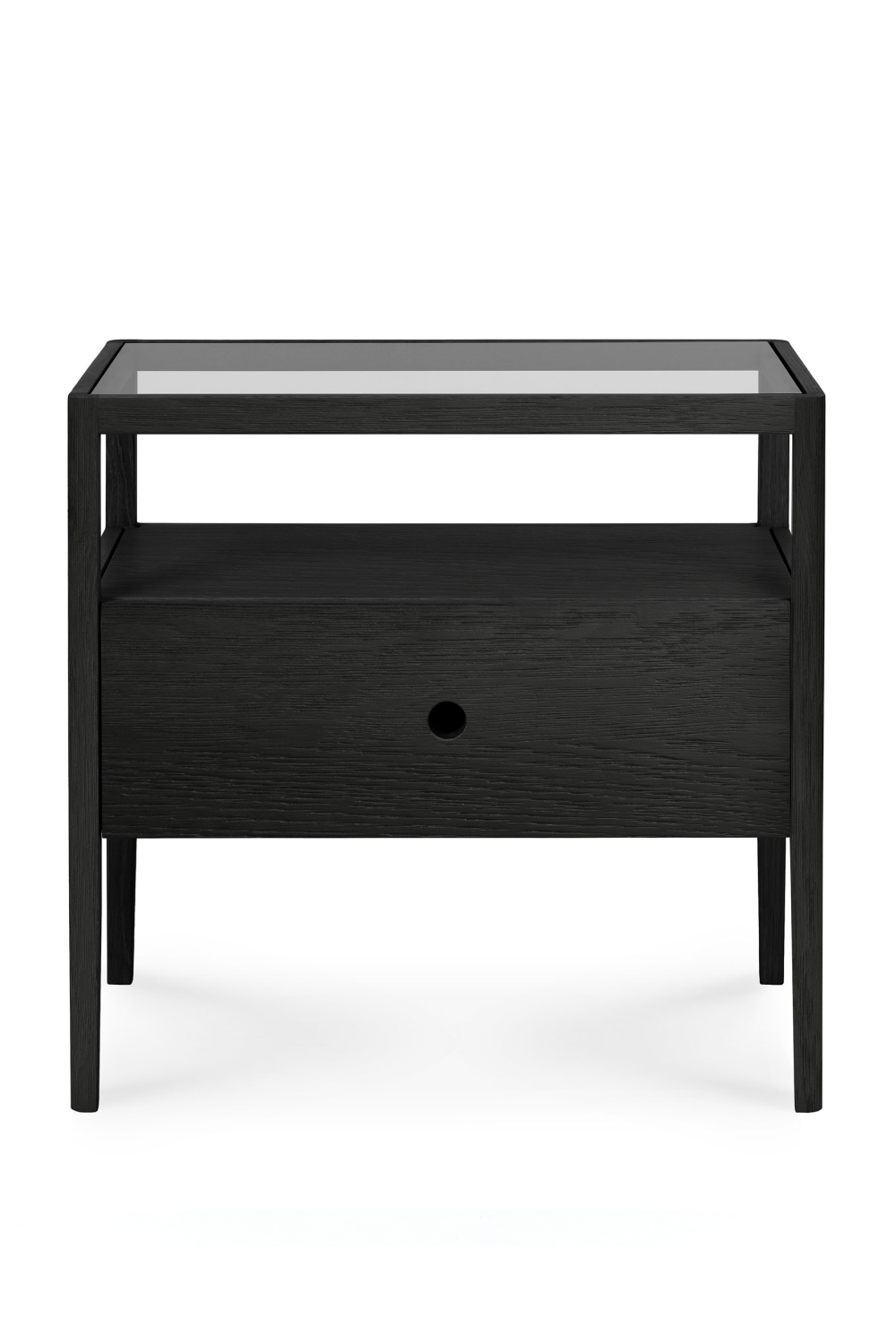 Glass Top Black Oak Nightstand | Oroa.com