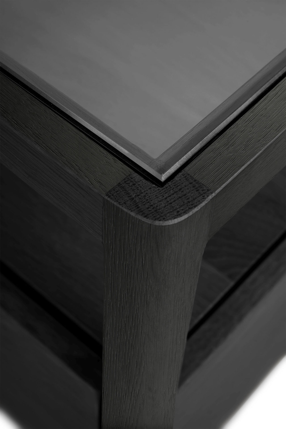 Glass Top Black Oak Nightstand | Oroa.com