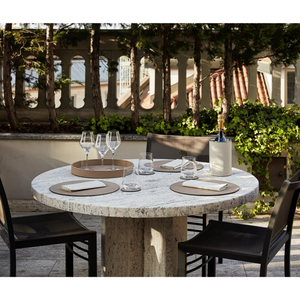   Grained Leather Round Placemat | Oroa.com