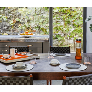   Grained Leather Round Placemat | Oroa.com