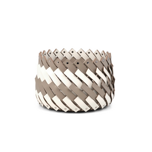   Leather Strips Round Basket S | Oroa.com