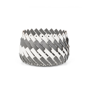   Leather Strips Round Basket S | Oroa.com