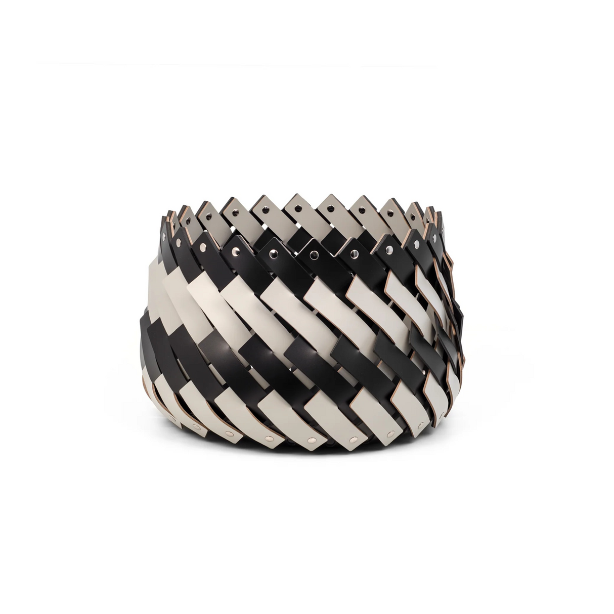   Leather Strips Round Basket S | Oroa.com