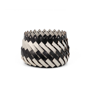   Leather Strips Round Basket S | Oroa.com
