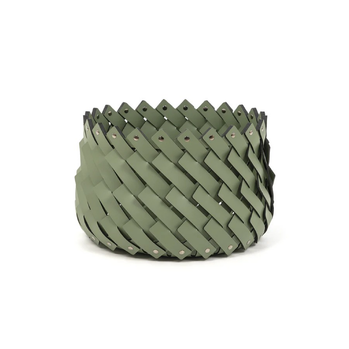   Leather Strips Round Basket S | Oroa.com
