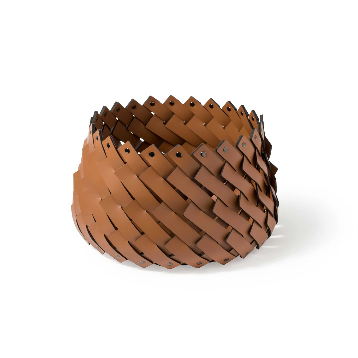   Leather Strips Round Basket S | Oroa.com