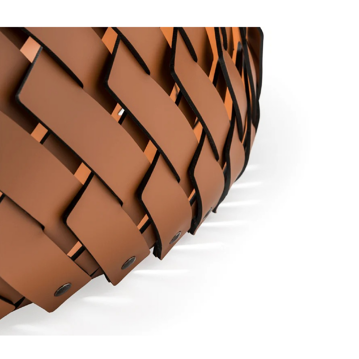   Leather Strips Round Basket S | Oroa.com