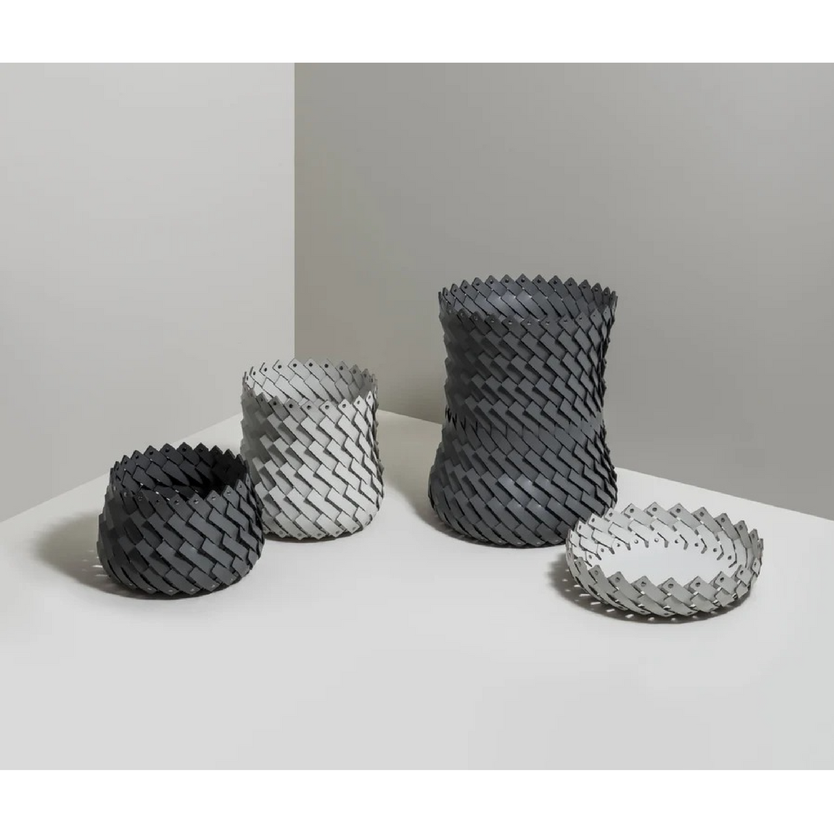   Leather Strips Short Basket | Oroa.com