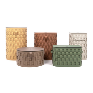   Tall Round Leather Basket | Oroa.com