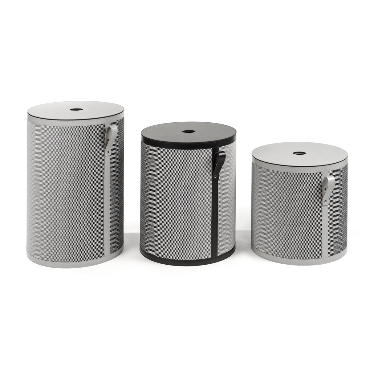   Leather Tall Round Basket | Oroa.com