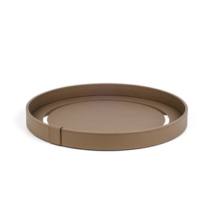   Calfskin Leather Round Tray | Oroa.com