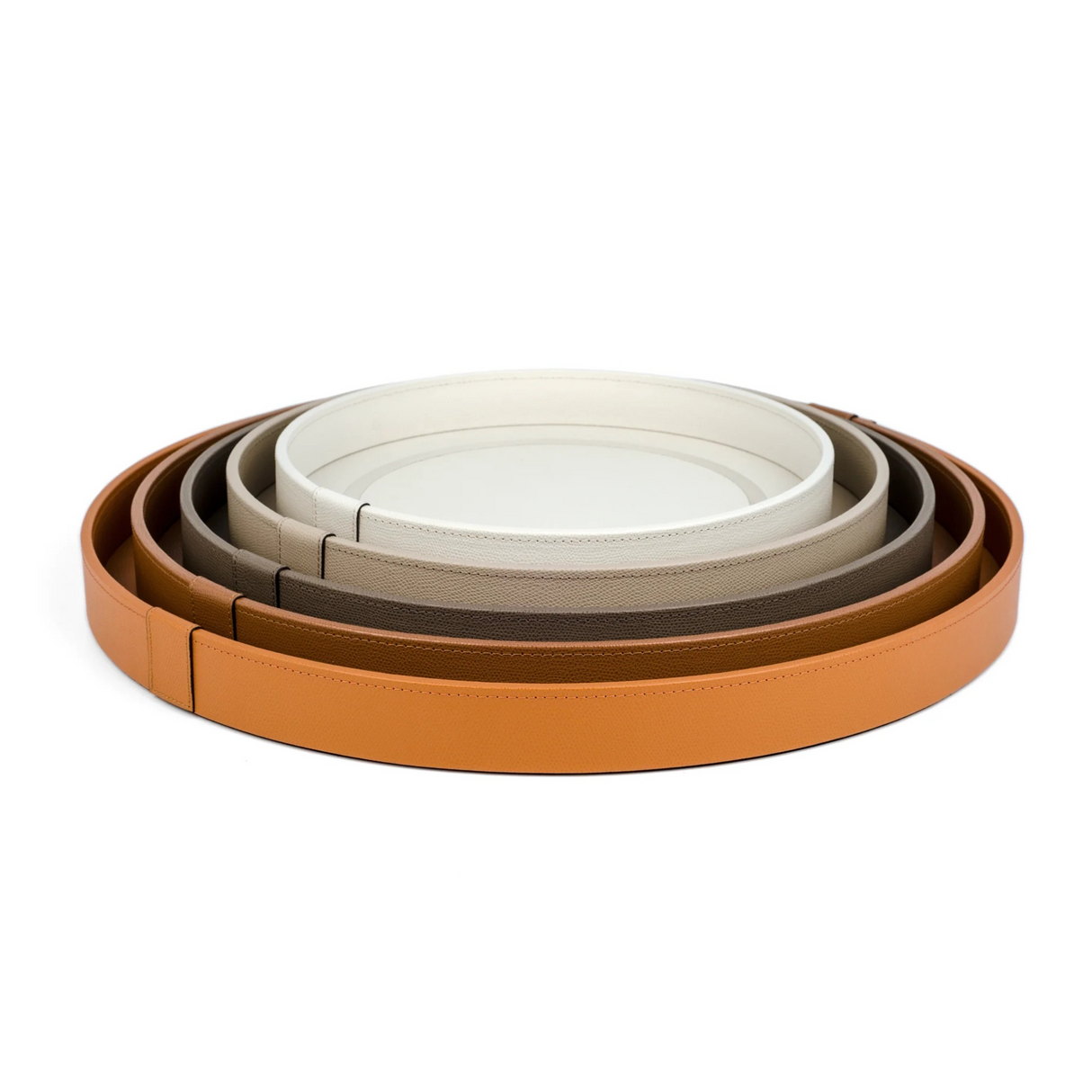   Calfskin Leather Round Tray | Oroa.com