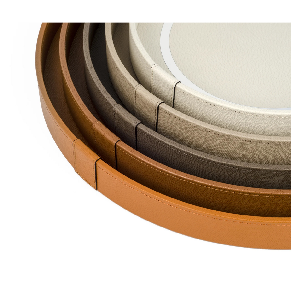   Calfskin Leather Round Tray | Oroa.com