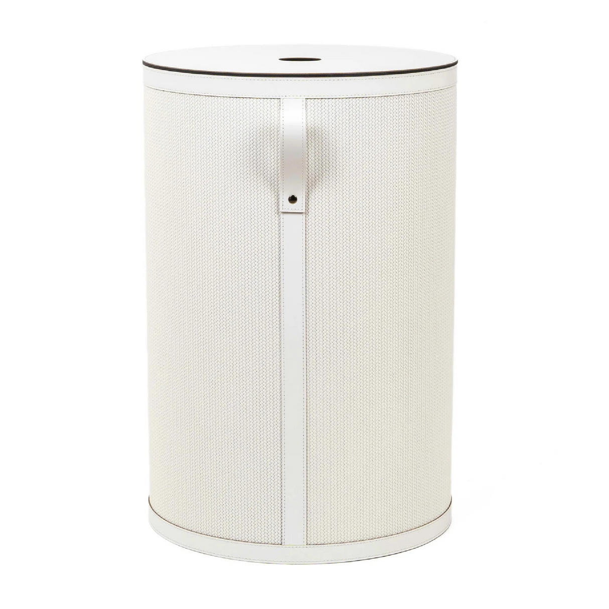   Round Lidded Leather Basket | Oroa.com